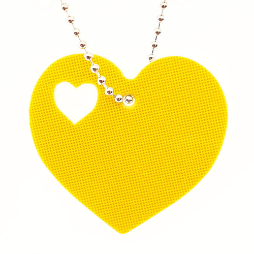 Световозвращатель подвеска пластик "Сердце в сердце" (желтый)